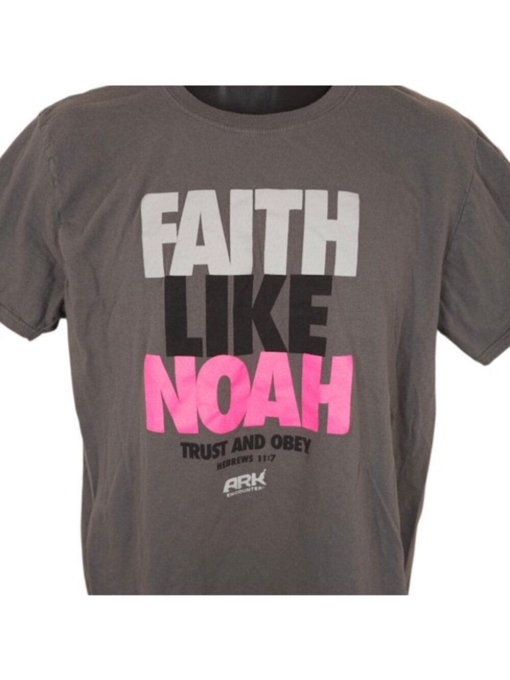 Christian T Shirt Mens Size Large Gray Faith Like Noah Ark Encounter